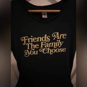 Unisex T-shirt, black with yellow lettering ….. men’s medium / women’s large.